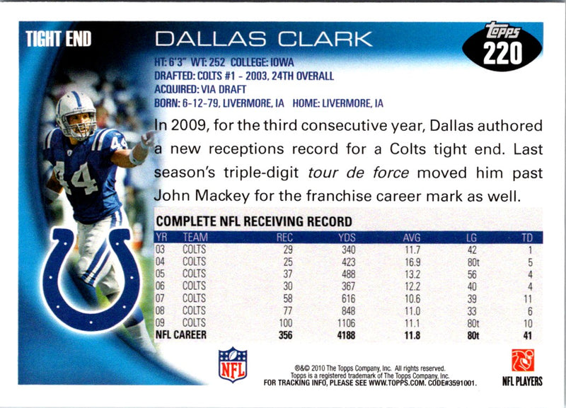 2010 Topps Dallas Clark