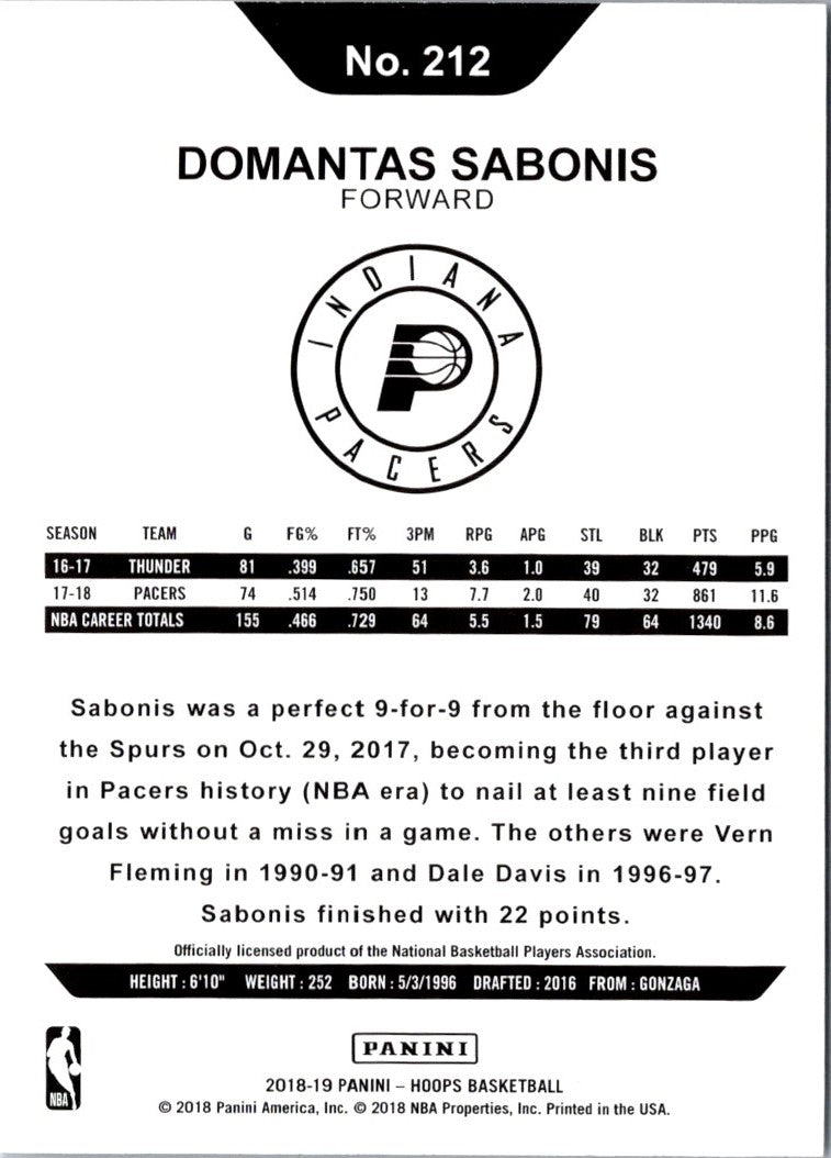 2018 Hoops Domantas Sabonis