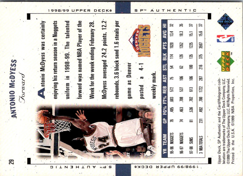 1998 Upper Deck Antonio McDyess