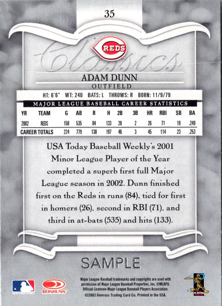 2003 Donruss Classics Adam Dunn