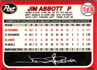1990 Post Cereal Jim Abbott #13