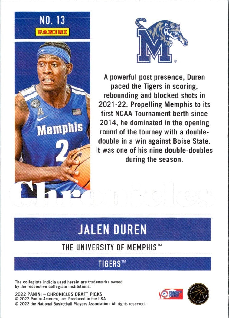 2022 Panini Chronicles Draft Picks Donruss Optic Rated Rookie Jalen Duren