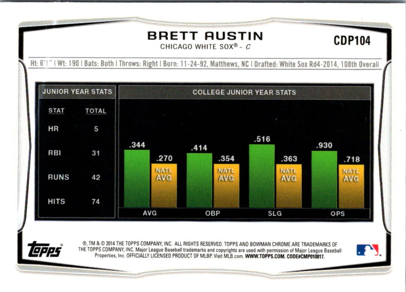 2014 Bowman Draft Picks & Prospects Chrome Brett Austin