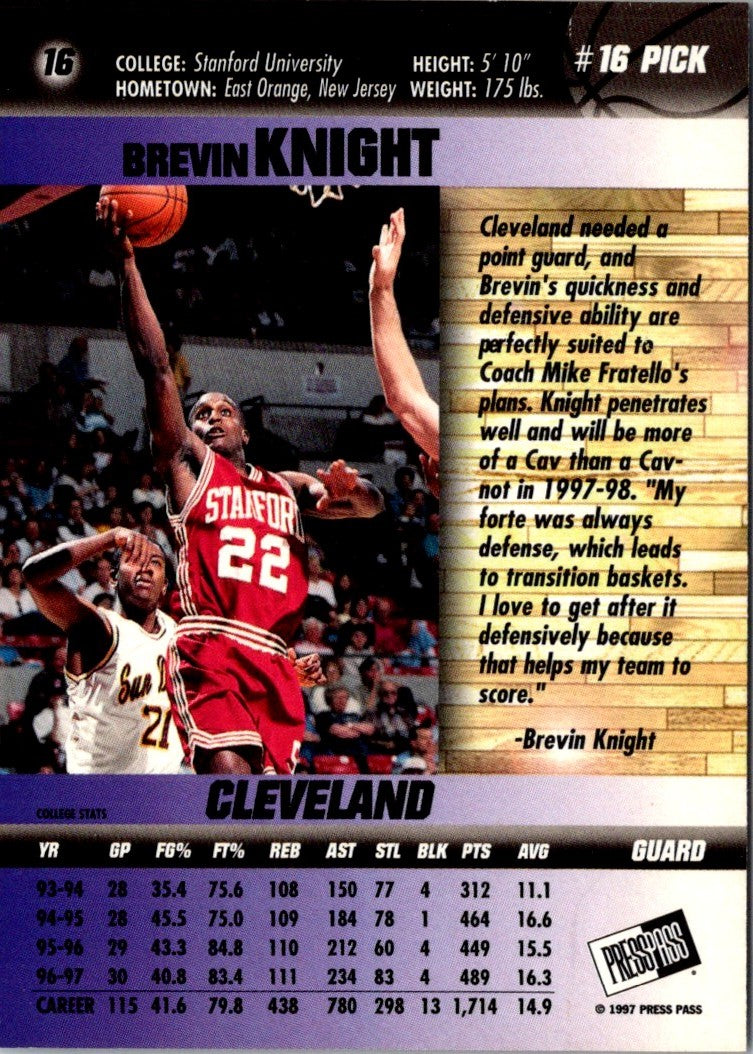 1997 Press Pass Double Threat Brevin Knight