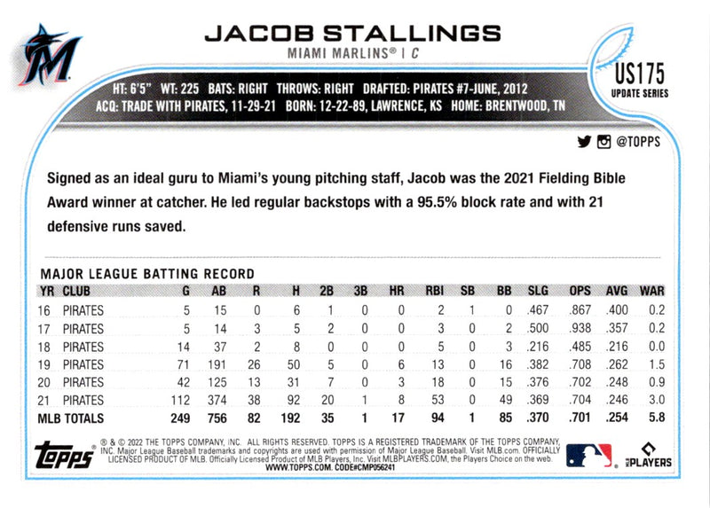 2022 Topps Update Jacob Stallings