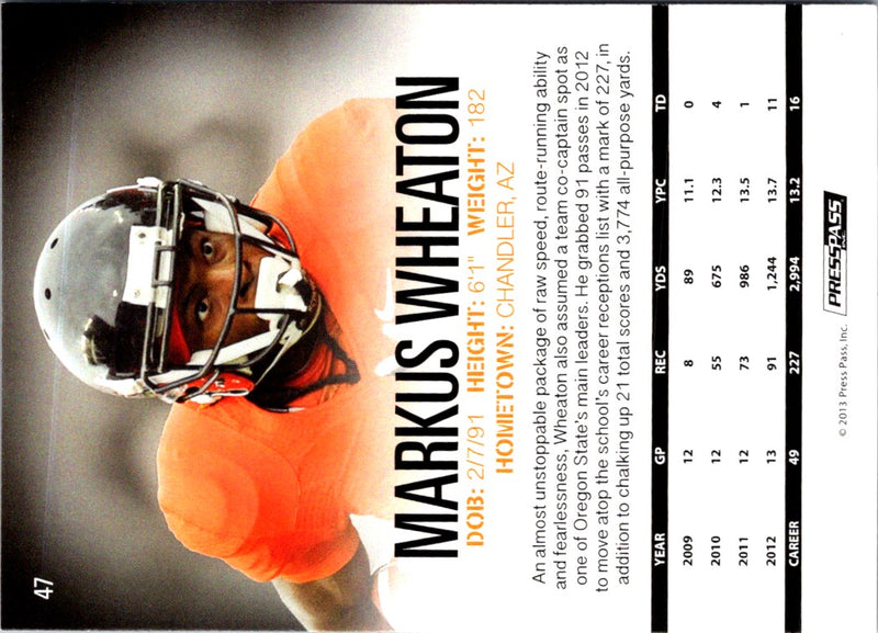 2013 Press Pass Markus Wheaton