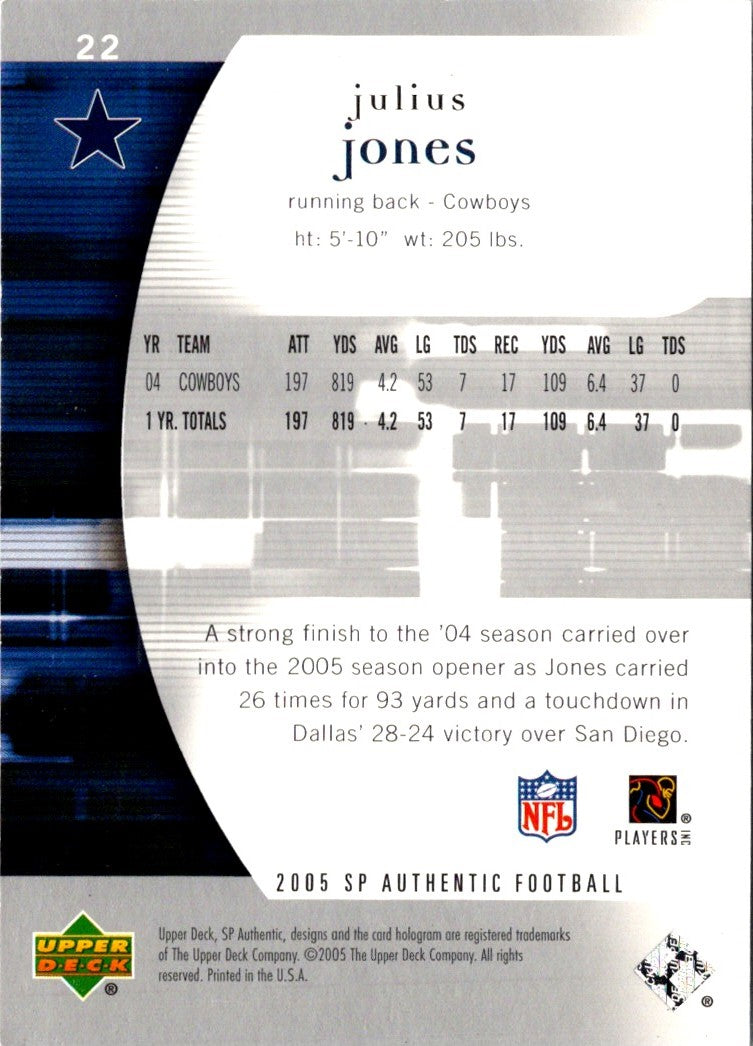 2005 SP Authentic Julius Jones