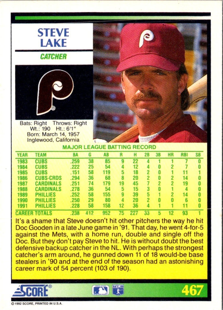 1992 Score Steve Lake