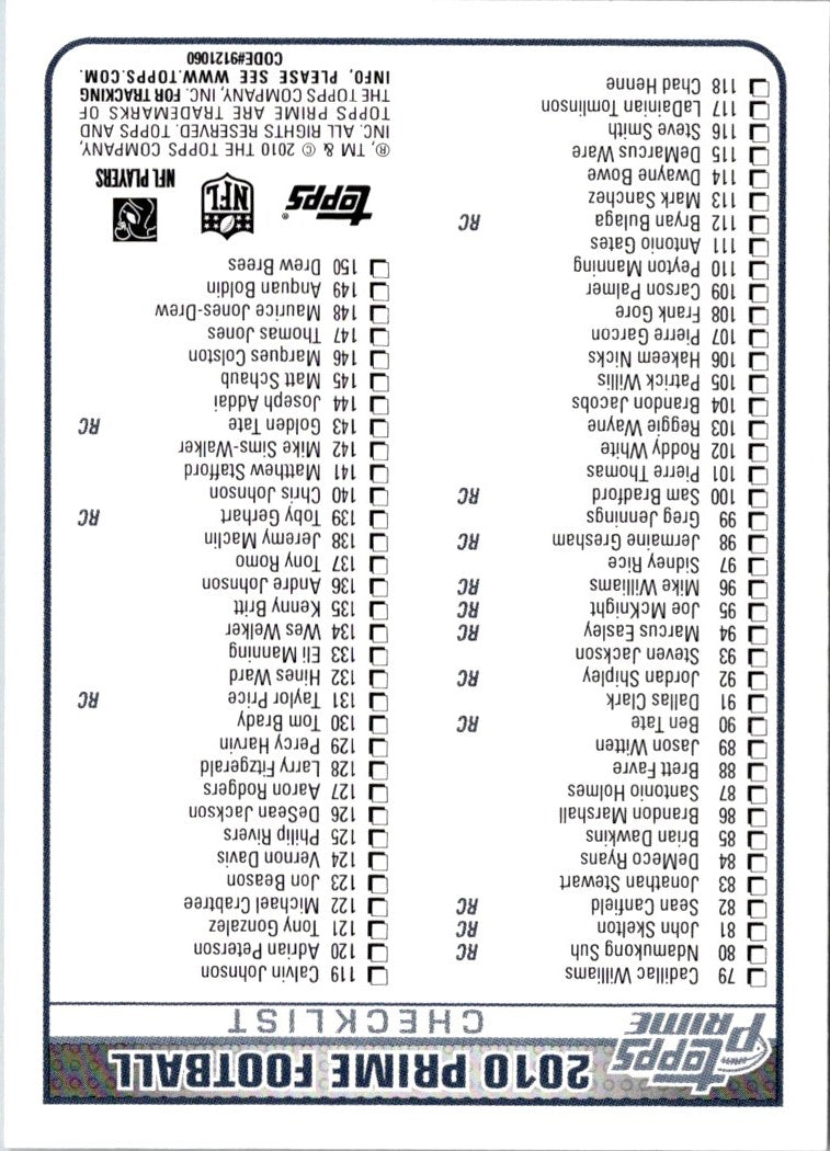2010 Topps Checklist