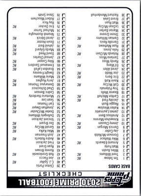 2010 Topps Checklist #NNO