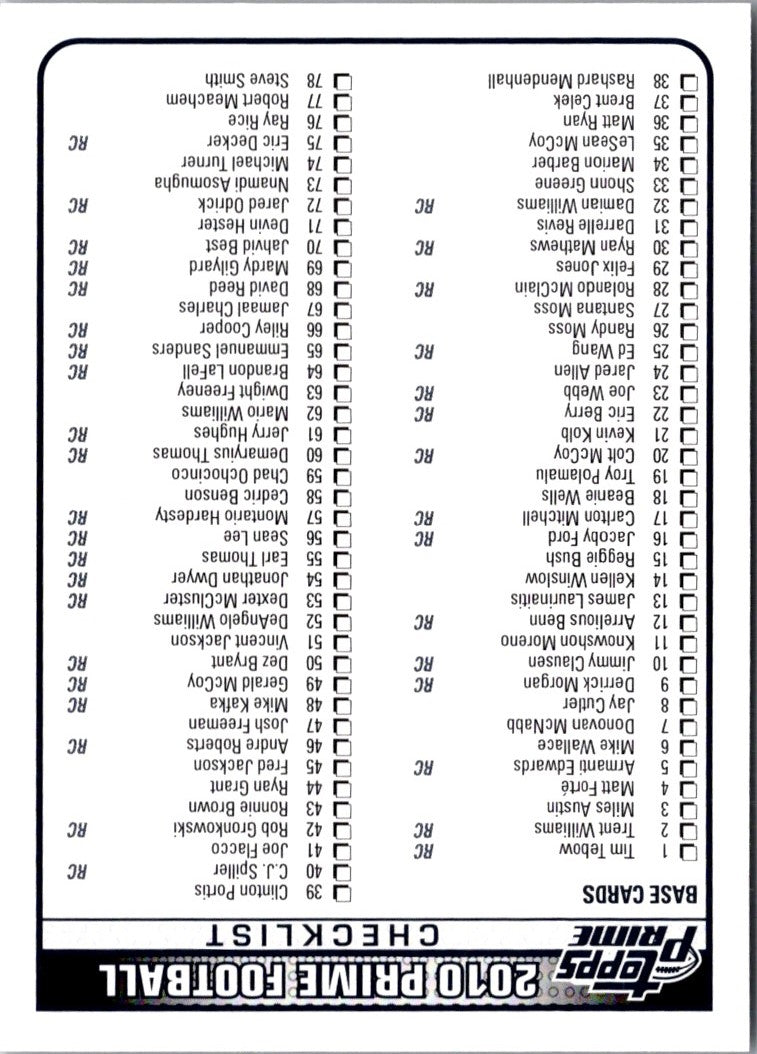 2010 Topps Checklist