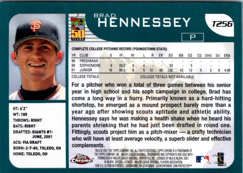 2001 Topps Traded & Rookies Brad Hennessey