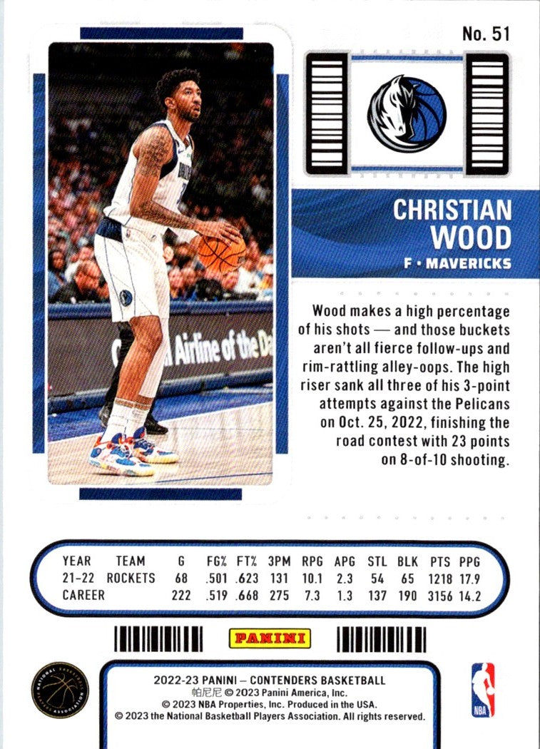 2022 Panini Contenders Season Ticket Christian Wood