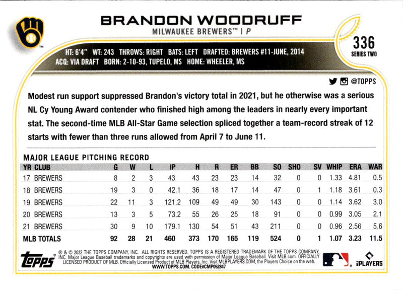 2022 Topps Brandon Woodruff