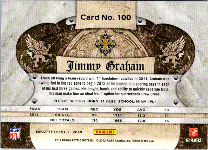 2012 Panini Crown Royale Jimmy Graham
