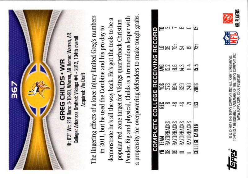 2012 Topps Greg Childs