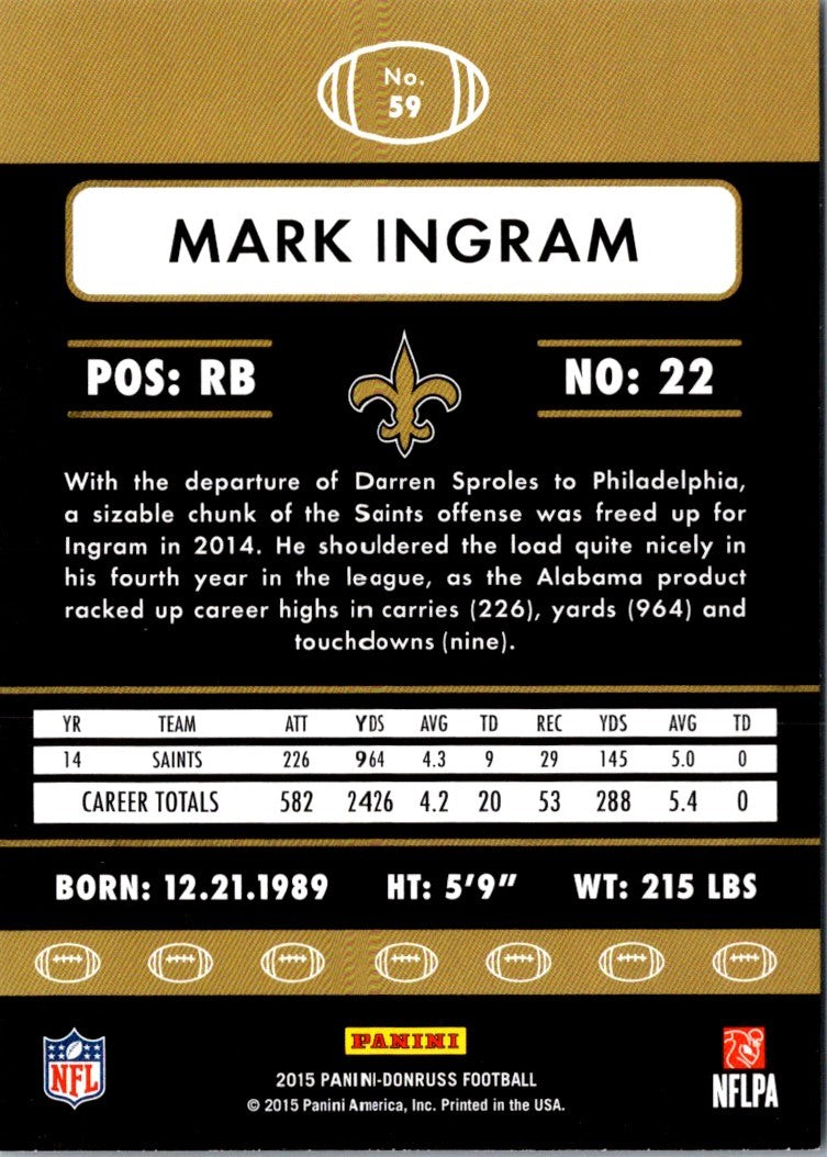 2015 Donruss Stat Line Season Gold Mark Ingram