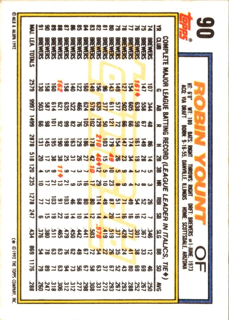 1992 Topps Gold Robin Yount