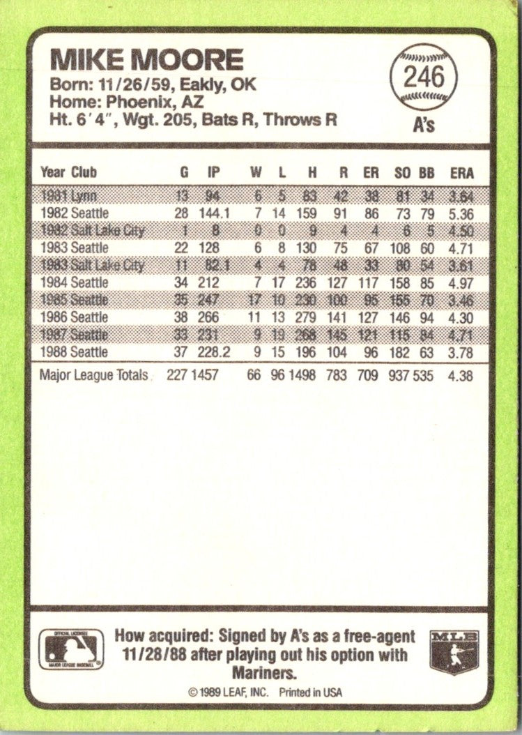 1989 Donruss Baseball's Best Mike Moore