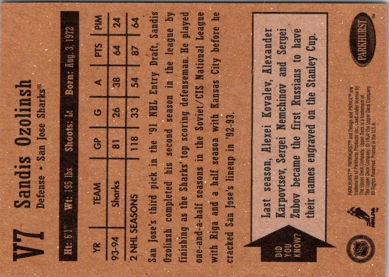 1994 Parkhurst Vintage Sandis Ozolinsh