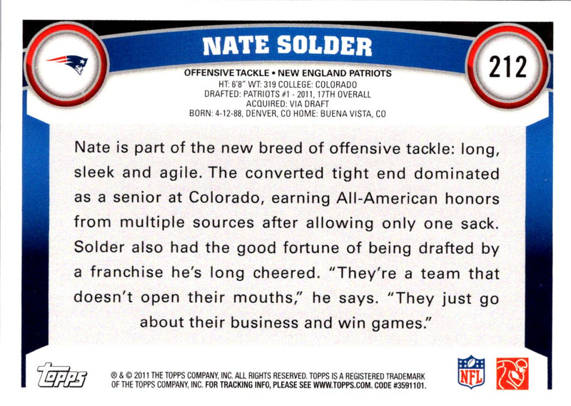 2011 Topps Nate Solder