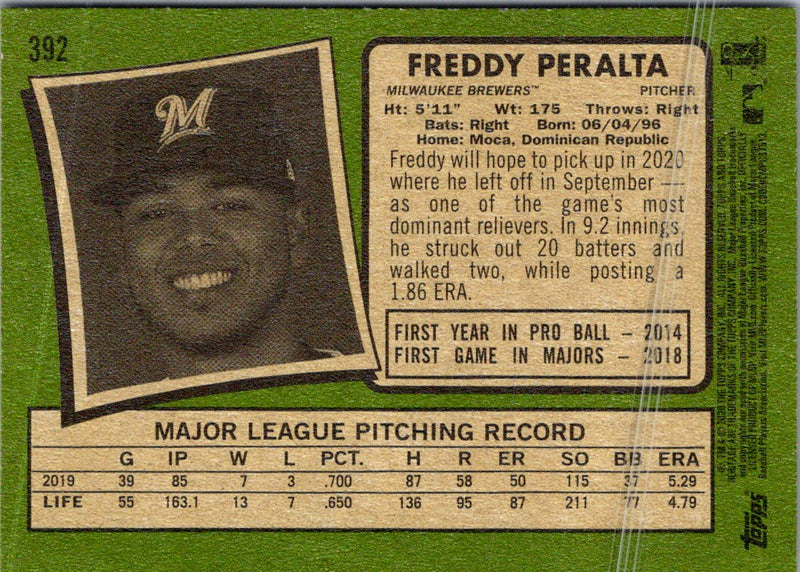 2020 Topps Heritage Freddy Peralta