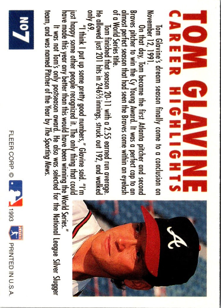 1993 Fleer Tom Glavine Career Highlights Tom Glavine