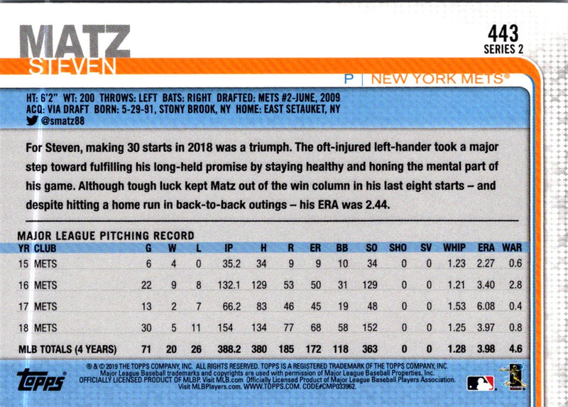 2019 Topps Steven Matz