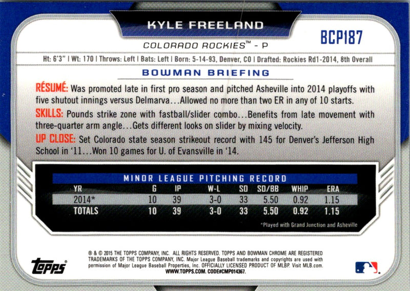 2015 Bowman Chrome Prospects Kyle Freeland