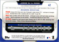 2015 Bowman Chrome Jorge De La Rosa #42