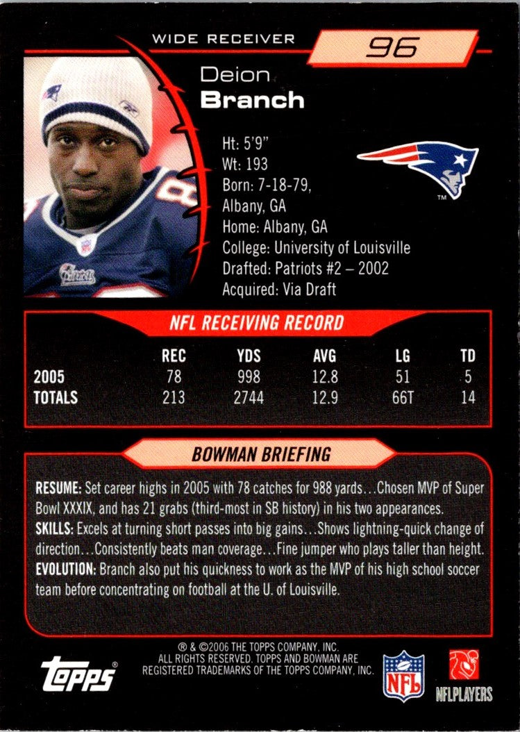 2006 Bowman Deion Branch