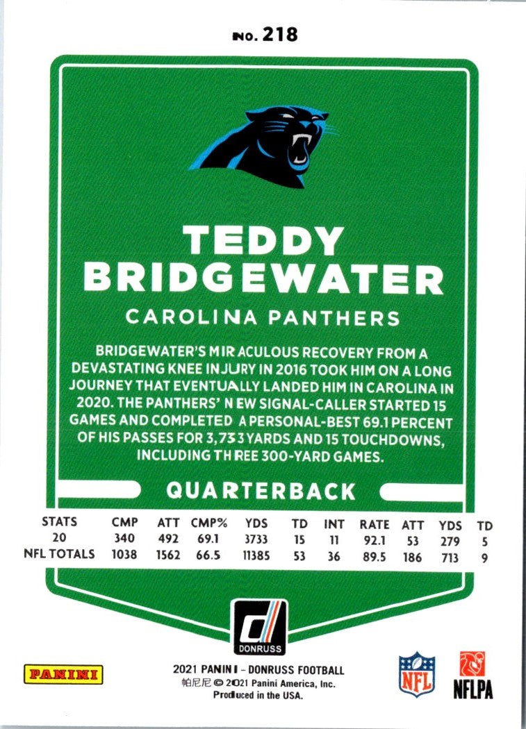 2021 Donruss Press Proof Blue Teddy Bridgewater