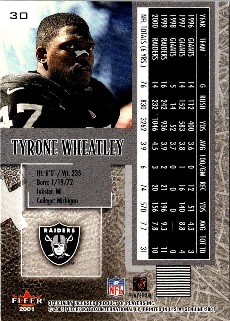 2001 Fleer Genuine Tyrone Wheatley