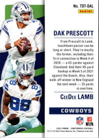2022 Panini Contenders Touchdown Tandems CeeDee Lamb / Dak Prescott #TDT-DAL