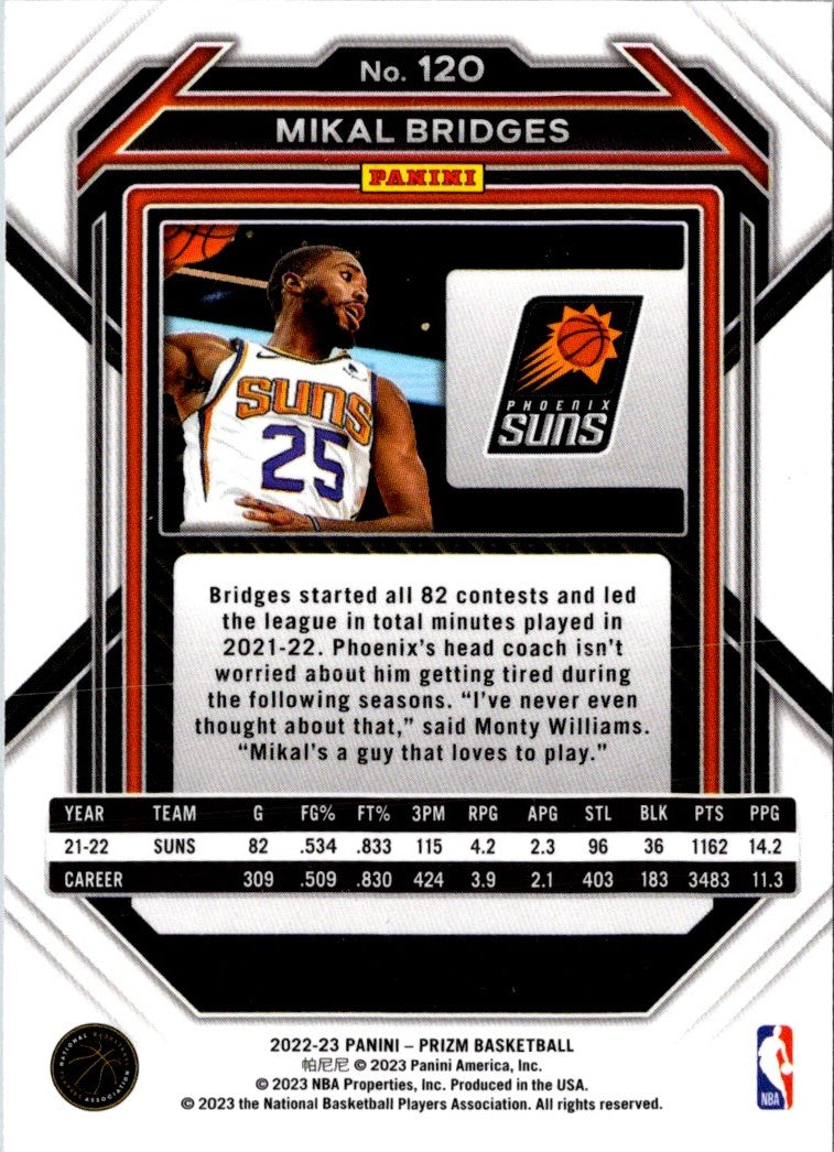 2022 Panini Prizm Blue Mikal Bridges
