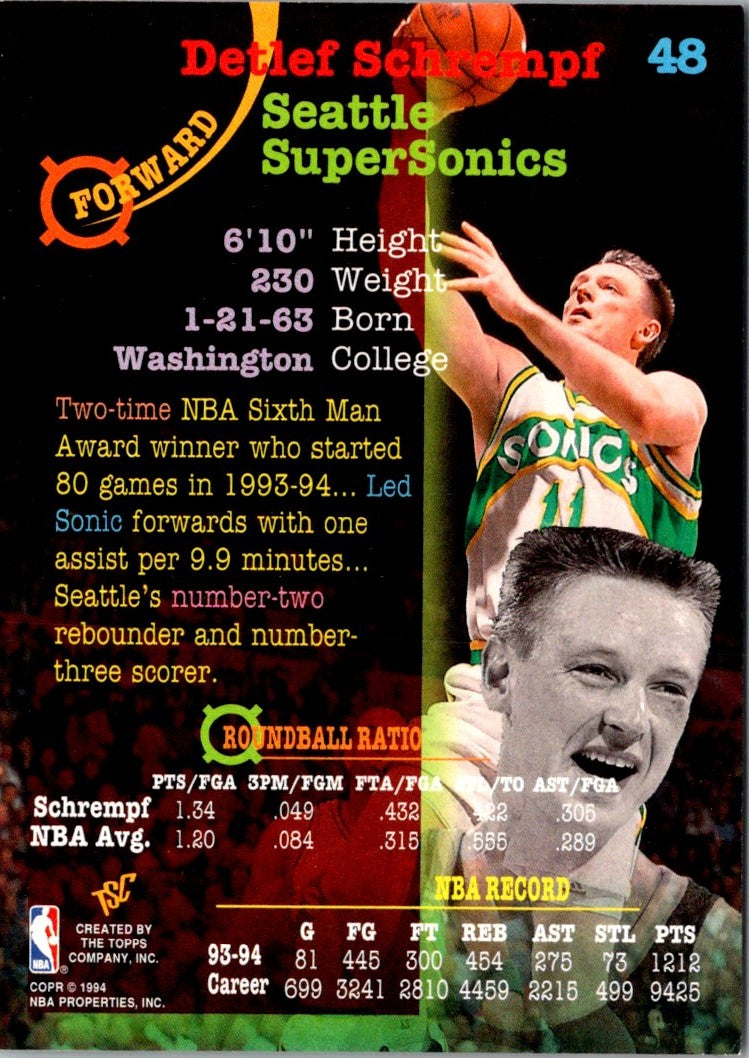 1994 Stadium Club Members Only Detlef Schrempf