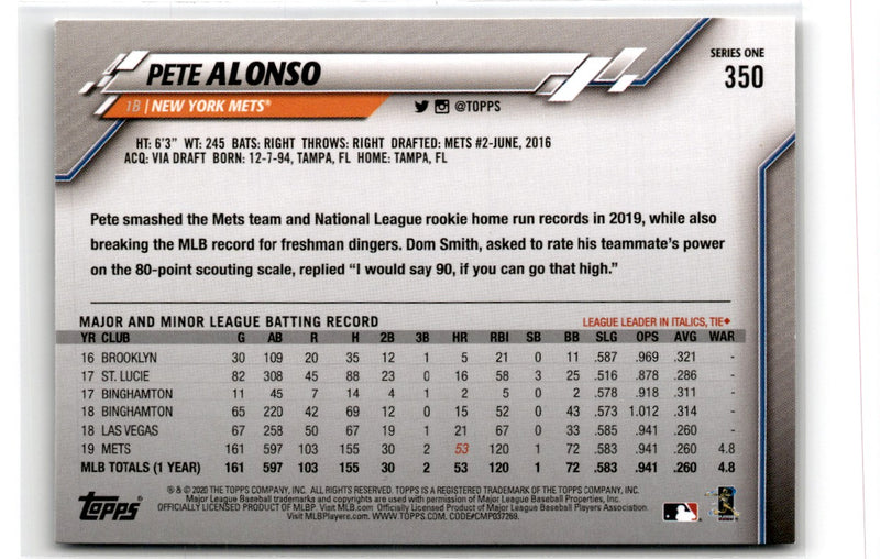 2020 Topps Pete Alonso