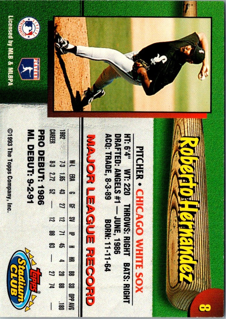 1993 Stadium Club Chicago White Sox Roberto Hernandez
