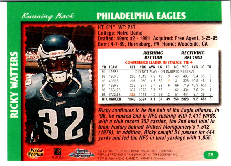 1997 Topps Chrome Ricky Watters