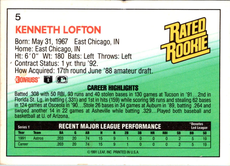 1992 Donruss Kenny Lofton
