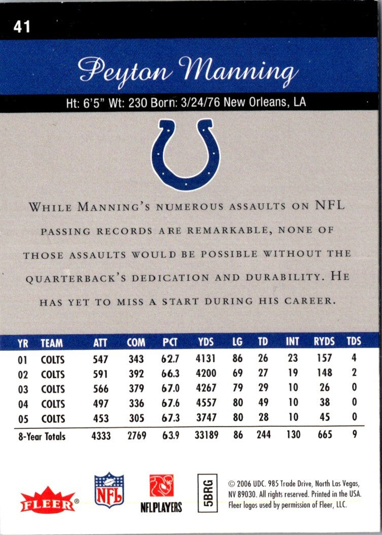 2006 Flair Showcase Peyton Manning