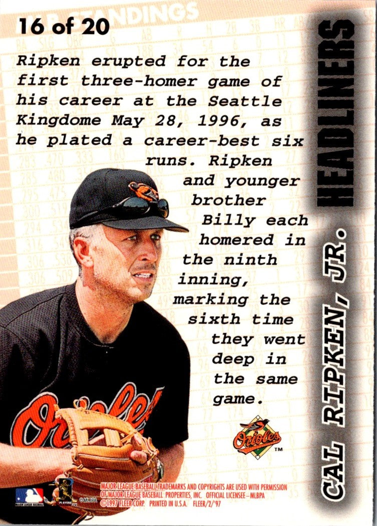 1997 Fleer Headliners Cal Ripken Jr.