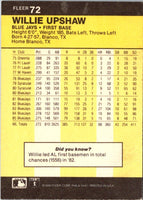 1986 Fleer Willie Upshaw #72