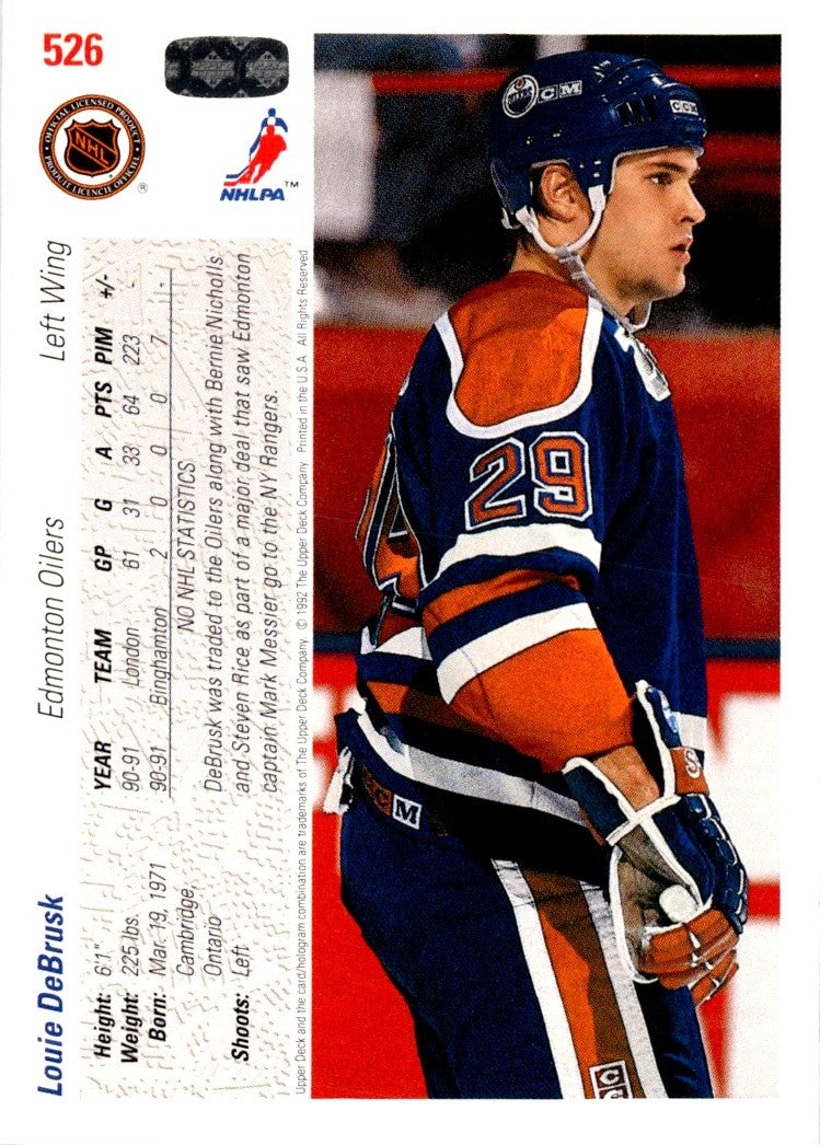 1991 Upper Deck Louie DeBrusk