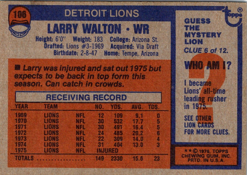 1976 Topps Larry Walton