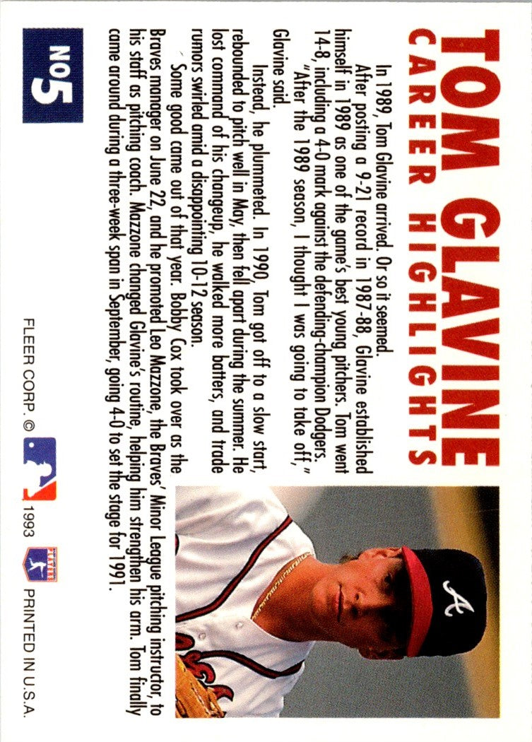 1993 Fleer Tom Glavine Career Highlights Tom Glavine