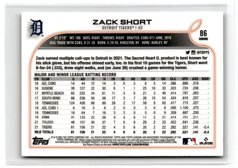 2022 Topps Chrome Zack Short