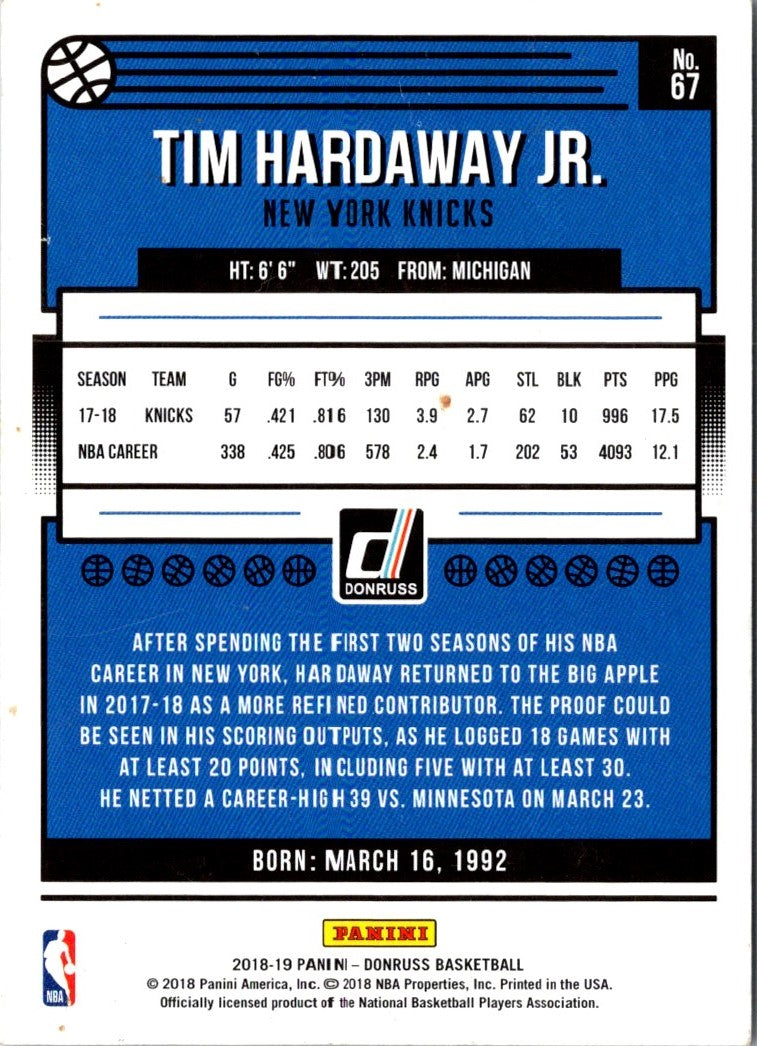 2018 Donruss Optic Blue Velocity Tim Hardaway Jr.