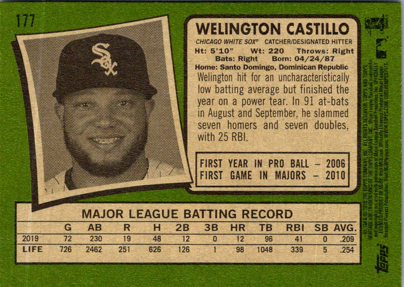 2020 Topps Heritage Welington Castillo