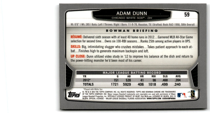 2013 Bowman Chrome Adam Dunn